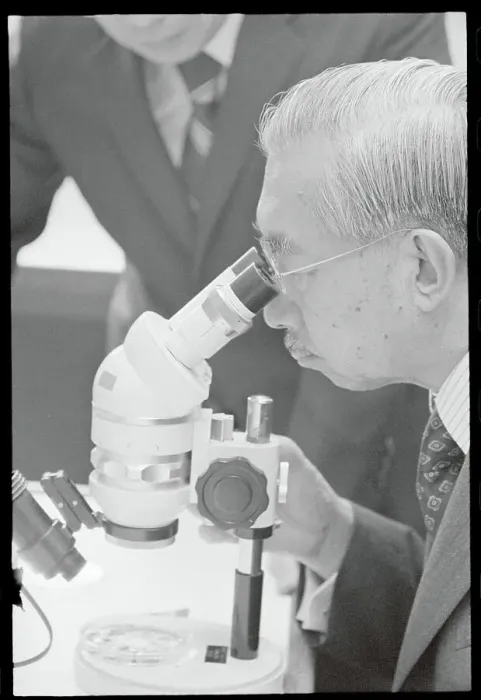 Framed Print : Emperor Hirohito at His Microscope Framed Print : Emperor Hirohito at His Microscope