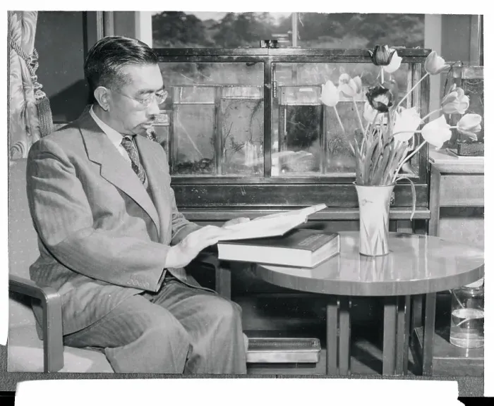 Framed Print : Emperor Hirohito Reading a Book Framed Print : Emperor Hirohito Reading a Book