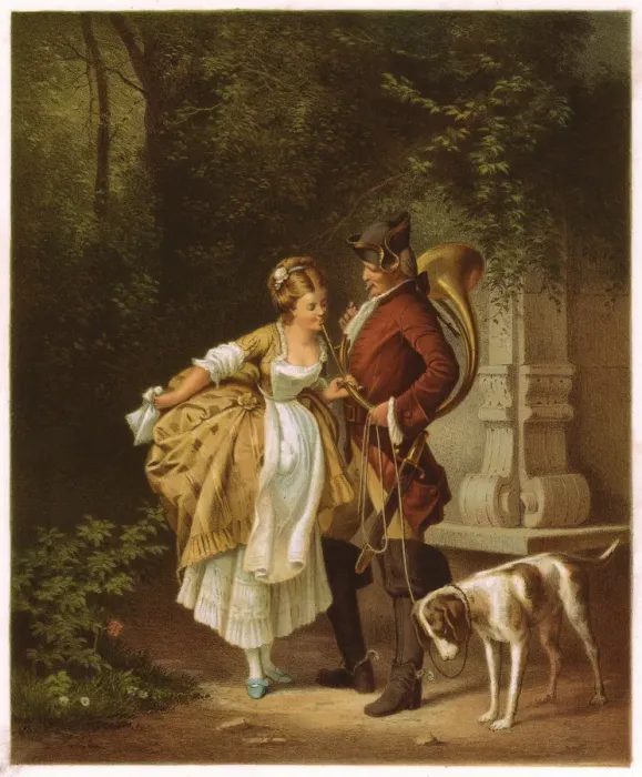 Framed Print : En Passant, Galant scene from the Baroque-period, lithograph, published 1872 Framed Print : En Passant, Galant scene from the Baroque-period, lithograph, published 1872