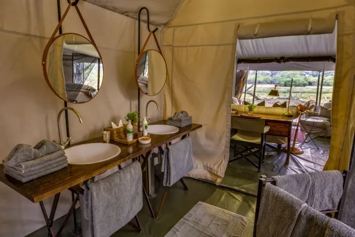 Framed Print : En-suite bathroom of luxury family tent, Machaba Camp, Okavango Delta, Botswana Framed Print : En-suite bathroom of luxury family tent, Machaba Camp, Okavango Delta, Botswana