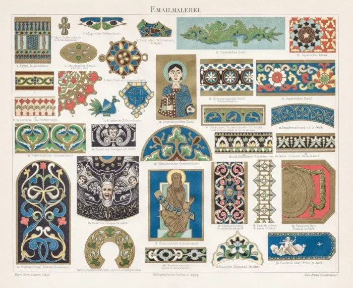 Framed Print : Enamel painting chromolithograph 1895 Framed Print : Enamel painting chromolithograph 1895