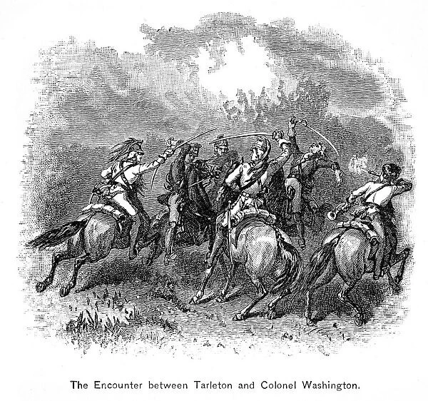 The encounter between Tarleton and Colonel Washington engraving 1895