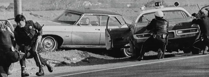 Framed Print : End Of A Car Chase, California Framed Print : End Of A Car Chase, California