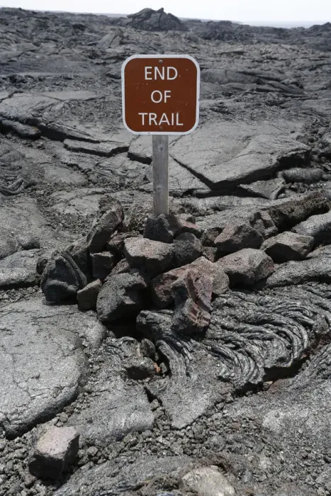 Framed Print : End of the trail, sign, Kilauea volcano, East Rift Zone, Big Island, USA Framed Print : End of the trail, sign, Kilauea volcano, East Rift Zone, Big Island, USA