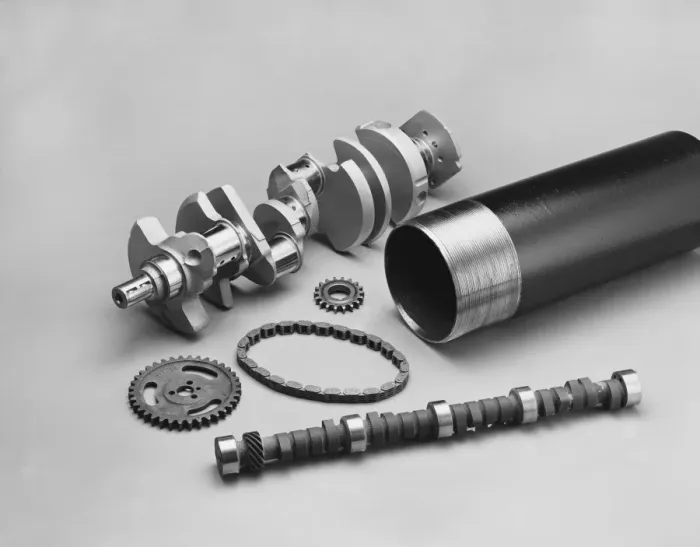 Framed Print : Engine components on white background
