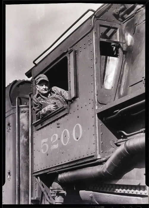 Framed Print : Engineer in Cab of Locomotive Framed Print : Engineer in Cab of Locomotive