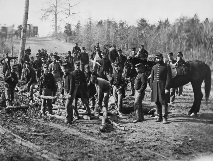 Framed Print : Engineer Corps Making Corduroy Roads Framed Print : Engineer Corps Making Corduroy Roads