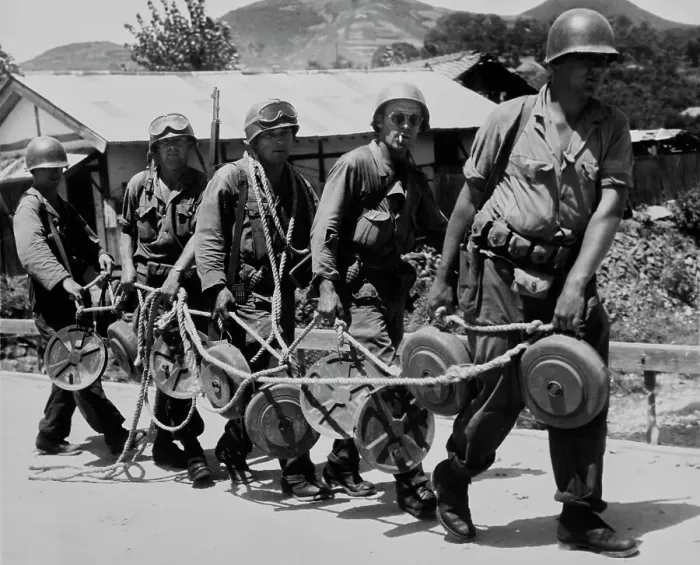 Framed Print : US Engineers Carrying Anti-Tank Mines Framed Print : US Engineers Carrying Anti-Tank Mines