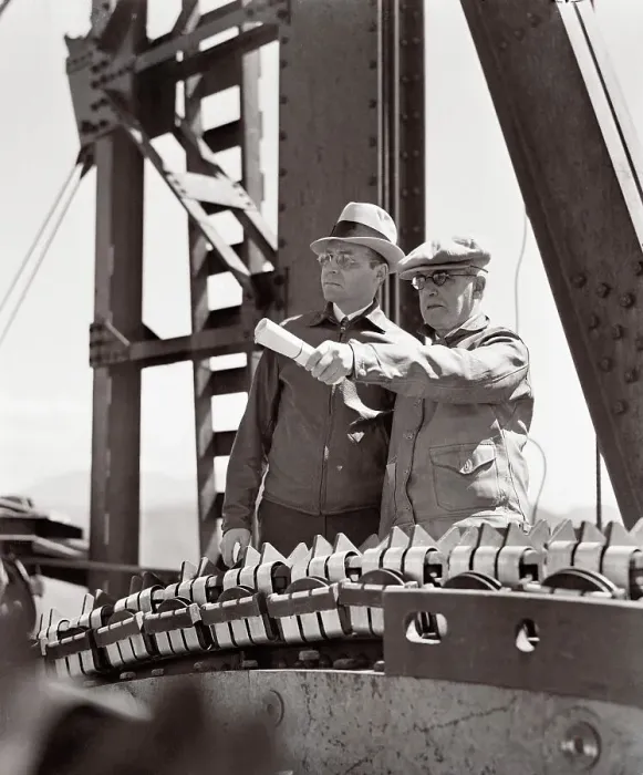 Framed Print : Engineers Surveying Golden Gate Bridge Construction Framed Print : Engineers Surveying Golden Gate Bridge Construction