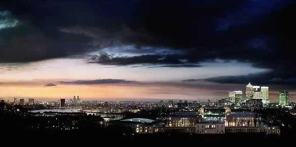 England, London, city skyline, sunset (Digital Enhancement)