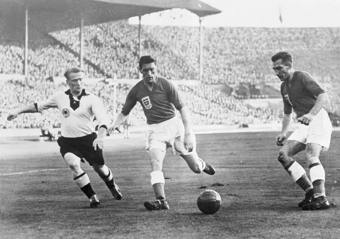 Framed Print : England Playing Germany in Soccer Game