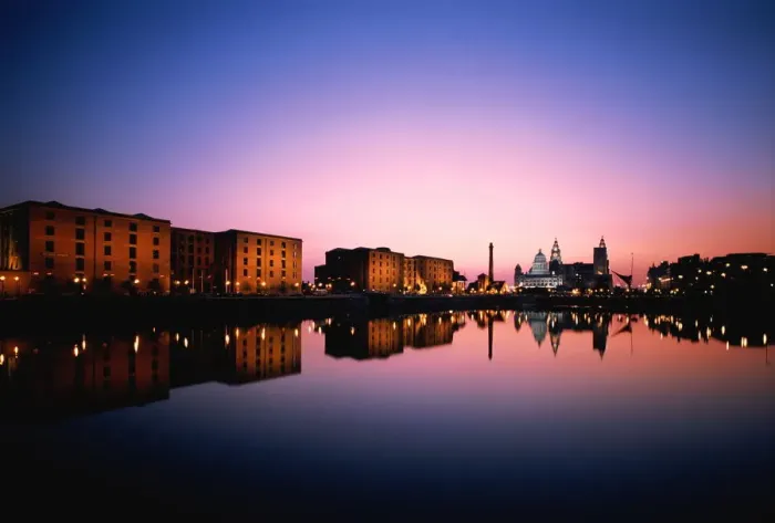 Framed Print : England, Salthouse Dock, Port of Liverpool and Liver Buildings, night Framed Print : England, Salthouse Dock, Port of Liverpool and Liver Buildings, night