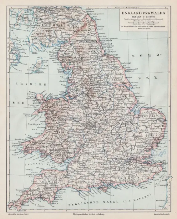 Framed Print : England and wales map 1895 Framed Print : England and wales map 1895