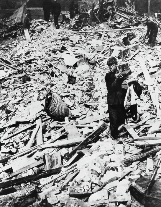 Framed Print : English Boy Helps After Bombing Framed Print : English Boy Helps After Bombing
