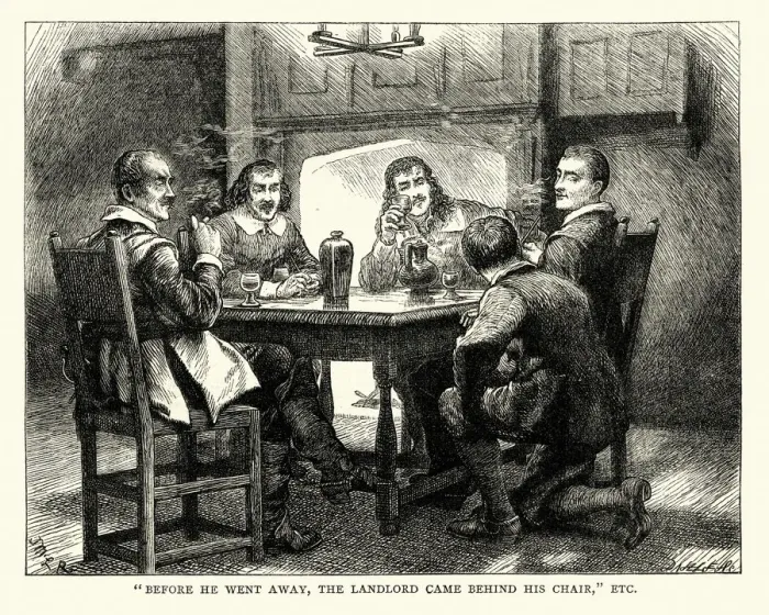 Framed Print : English Civil War, Charles II in the pub at Charmouth Framed Print : English Civil War, Charles II in the pub at Charmouth
