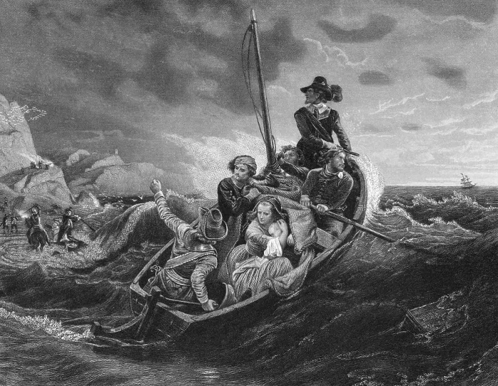 Framed Print : English Puritans Escaping to America Framed Print : English Puritans Escaping to America