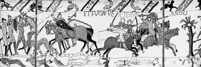 Framed Print : Detail of English in Retreat from The Bayeux Tapestry
