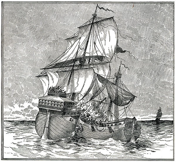 English and spanish ships colliding 1892