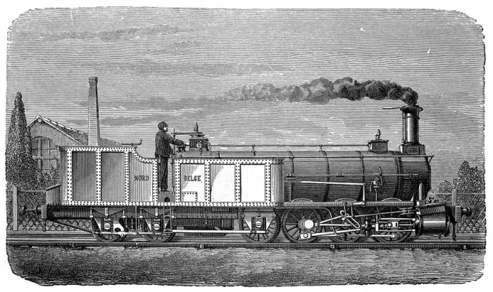 Framed Print : English steam locomotive with six wheels