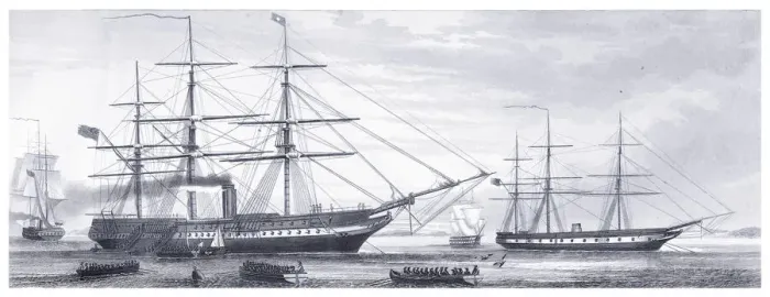 Framed Print : English steam screw frigate 1847 illustration Framed Print : English steam screw frigate 1847 illustration