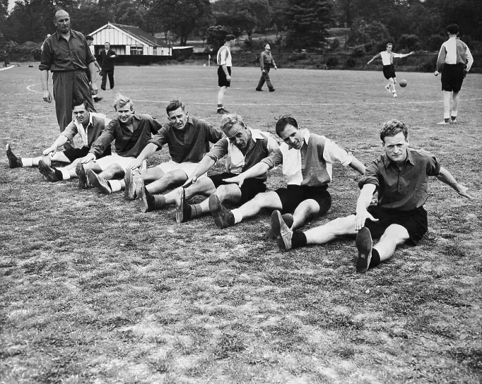 Framed Print : English World Cup Team Stretching at Practice Framed Print : English World Cup Team Stretching at Practice