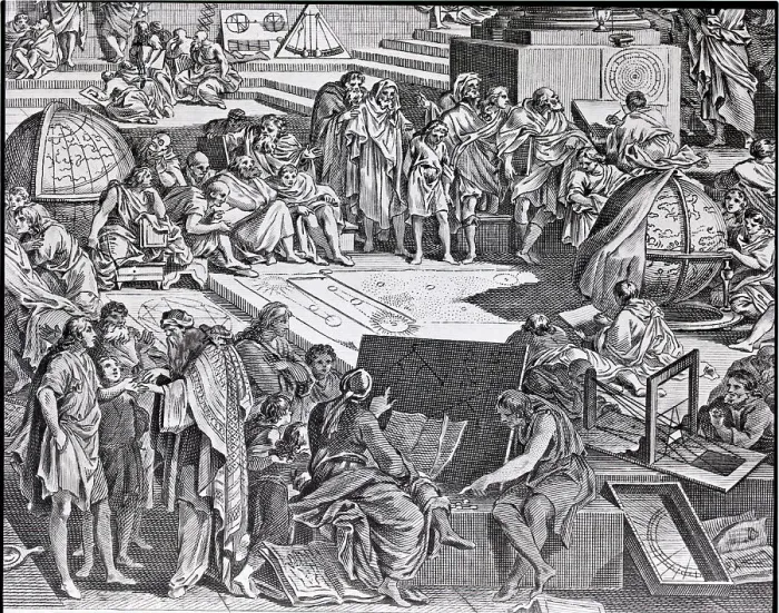 Framed Print : Engr.; Scholars @ Work; 18Th Century