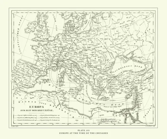 Framed Print : Engraved Antique, Europe at the Time of the Crusades Engraving Antique Illustration Framed Print : Engraved Antique, Europe at the Time of the Crusades Engraving Antique Illustration