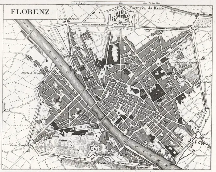 Framed Print : engraved illustrations of the city of Florence Framed Print : engraved illustrations of the city of Florence