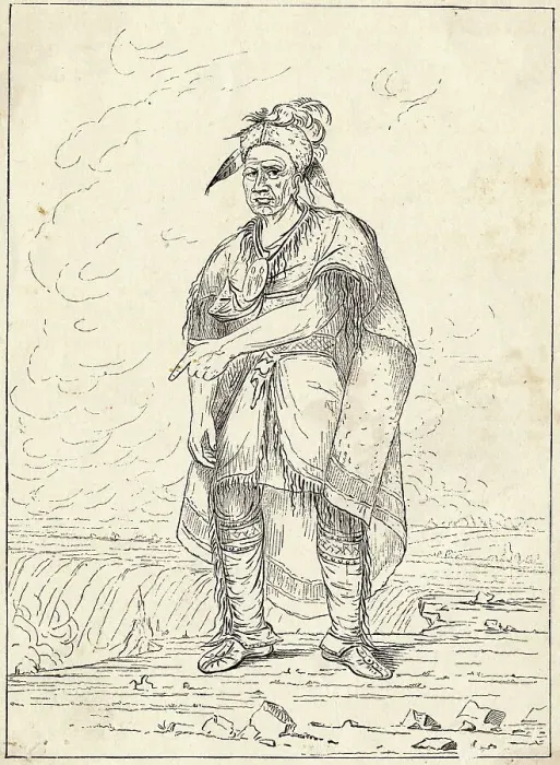 Framed Print : Engraved Portrait of Chief Red Jacket after George Catlin