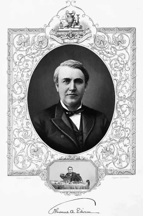 Framed Print : Engraved Portrait Of Thomas Edison Framed Print : Engraved Portrait Of Thomas Edison