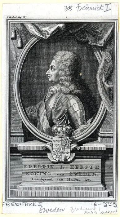 Framed Print : Engraved Profile Portrait of Frederick I, King of Sweden Framed Print : Engraved Profile Portrait of Frederick I, King of Sweden