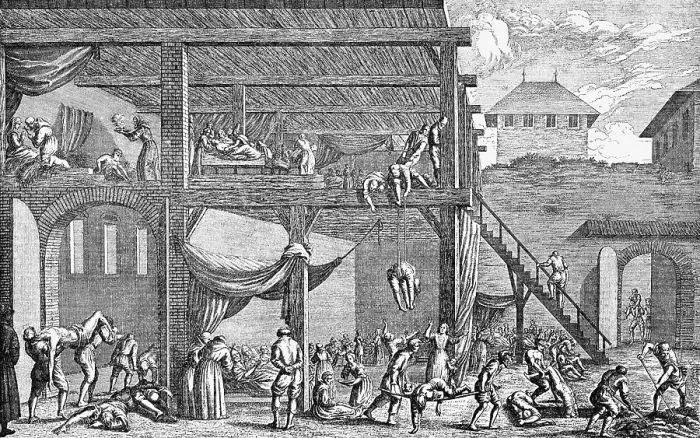 Framed Print : Engraving of a 17th-Century Plague Hospital in Vienna Framed Print : Engraving of a 17th-Century Plague Hospital in Vienna