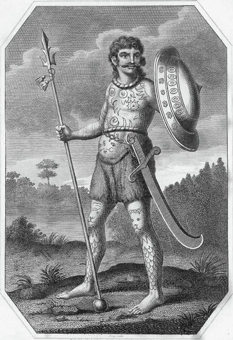 Framed Print : Engraving of an Ancient Briton