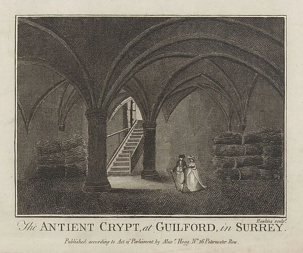 Engraving of The Ancient Crypt at Guilford, England