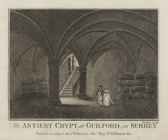 Framed Print : Engraving of The Ancient Crypt at Guilford, England Framed Print : Engraving of The Ancient Crypt at Guilford, England