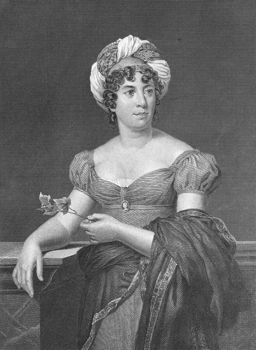 Framed Print : Engraving of Anne-Louise-Germaine, Baroness of Stael-Holstein Holding a Sprig Framed Print : Engraving of Anne-Louise-Germaine, Baroness of Stael-Holstein Holding a Sprig