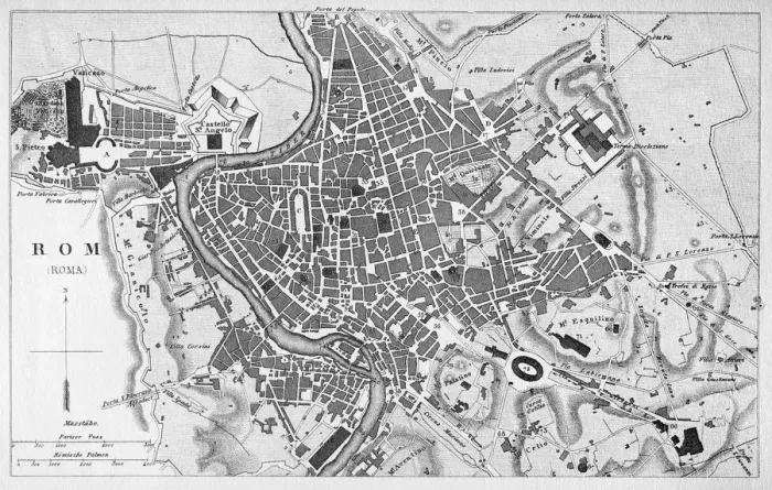 Framed Print : Engraving antique city map of Roma Italy from 1851 Framed Print : Engraving antique city map of Roma Italy from 1851