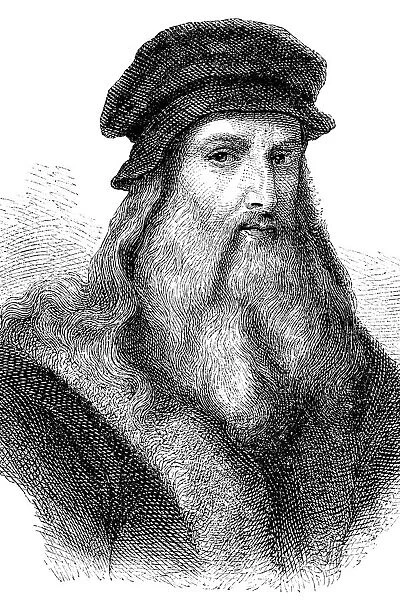 Engraving of artist Leonardo da Vinci from 1870