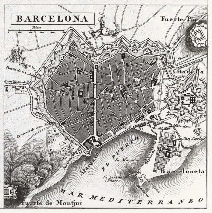 Framed Print : Engraving: Barcelona, Spain Framed Print : Engraving: Barcelona, Spain
