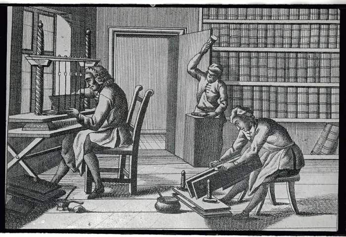 Framed Print : Engraving Of Bookbinding Workshop Framed Print : Engraving Of Bookbinding Workshop