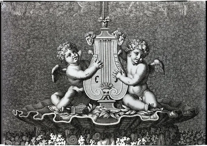 Framed Print : Engraving Of Two Boys Playing Lyre Framed Print : Engraving Of Two Boys Playing Lyre