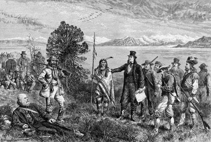 Framed Print : Engraving of Brigham Young Leading Expedition to Salt Lake, Utah Framed Print : Engraving of Brigham Young Leading Expedition to Salt Lake, Utah