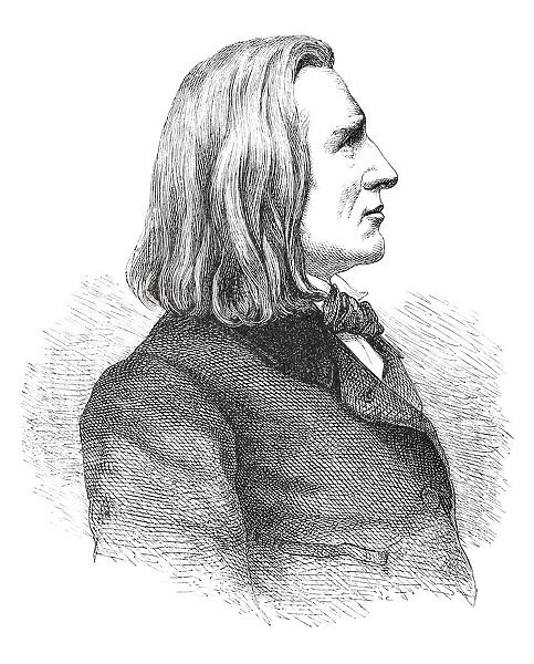 Engraving of composer Franz Liszt from 1882