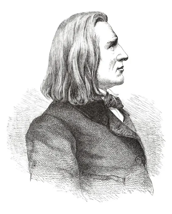 Framed Print : Engraving of composer Franz Liszt from 1882