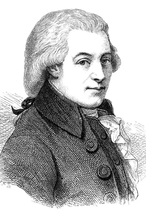 Framed Print : Engraving of composer Wolfgang Amadeus Mozart 1870
