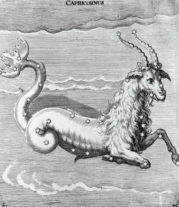 Framed Print : Engraving Of Constellation Capricornus Framed Print : Engraving Of Constellation Capricornus