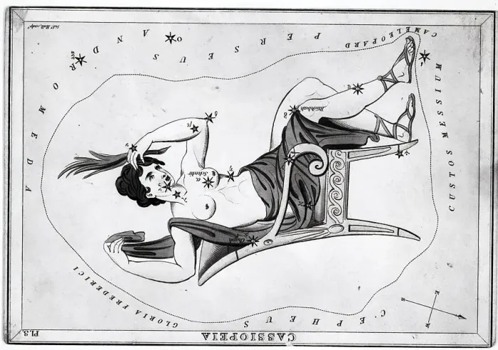 Framed Print : Engraving Of Constellation Cassiopeia Framed Print : Engraving Of Constellation Cassiopeia