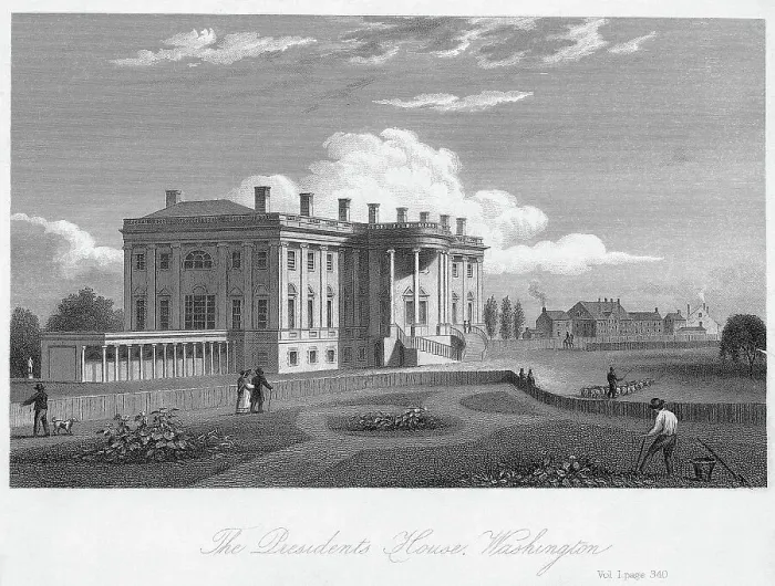 Framed Print : Engraving, Corner View of White House Framed Print : Engraving, Corner View of White House