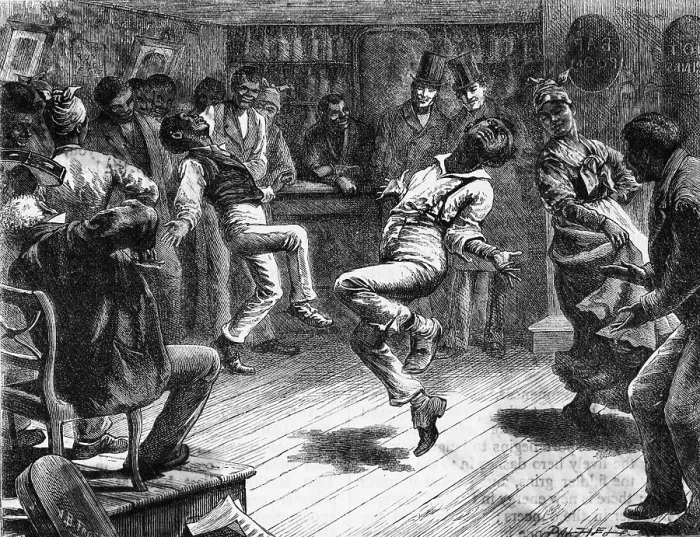 Framed Print : Engraving Of Dancing Blacks In Bar