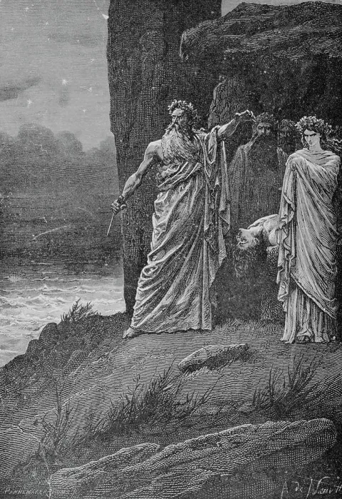 Framed Print : Engraving of Druids Offering Human Sacrifice by A. de Neuville Framed Print : Engraving of Druids Offering Human Sacrifice by A. de Neuville